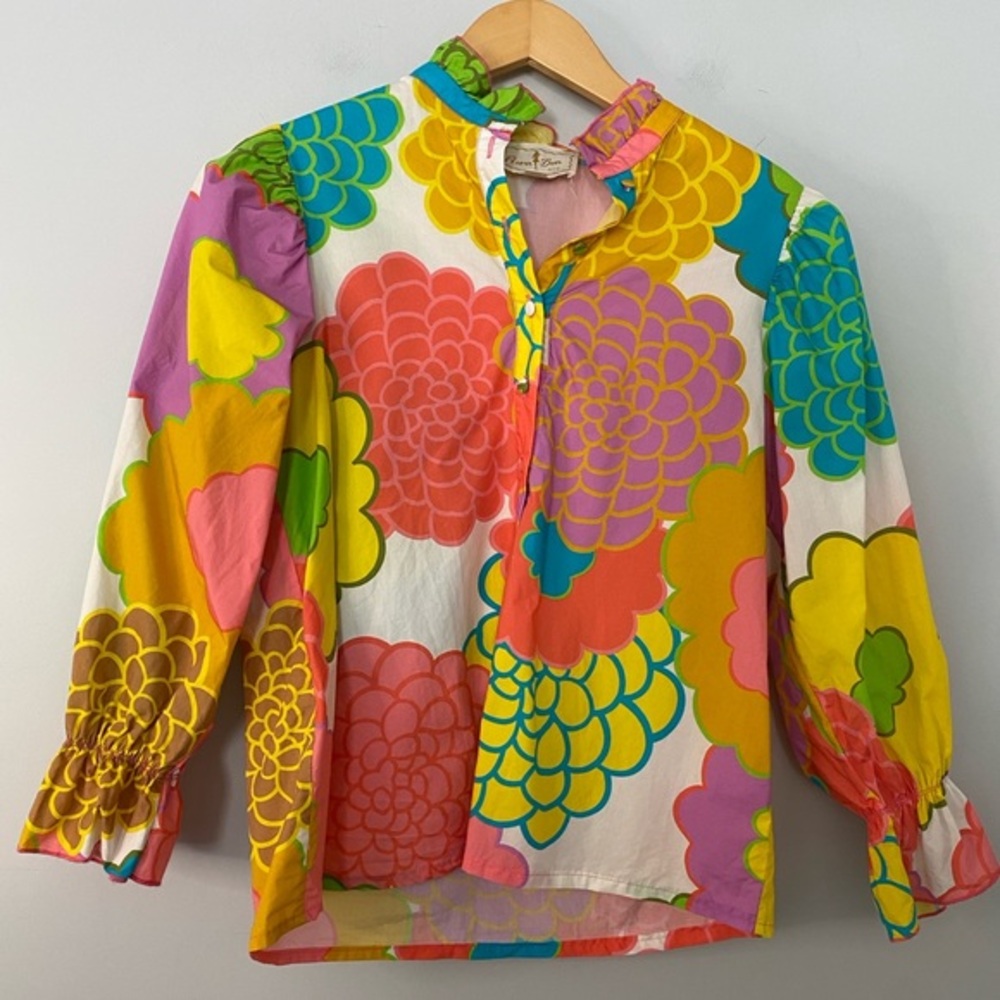 Flora Bea Nyc Colorful Floral Printed Blouse